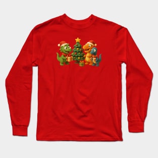 Dino Kids Clay Christmas Long Sleeve T-Shirt